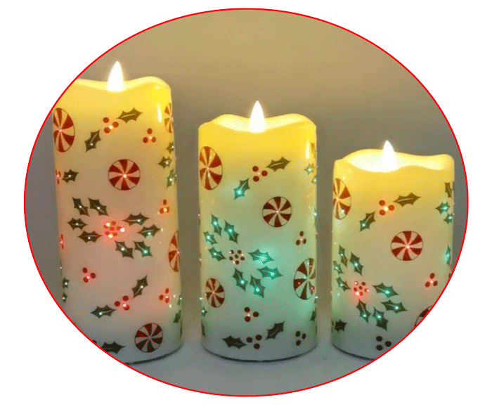 Fiberoptic Flameless Candles, Set of 3 Temptations LLC