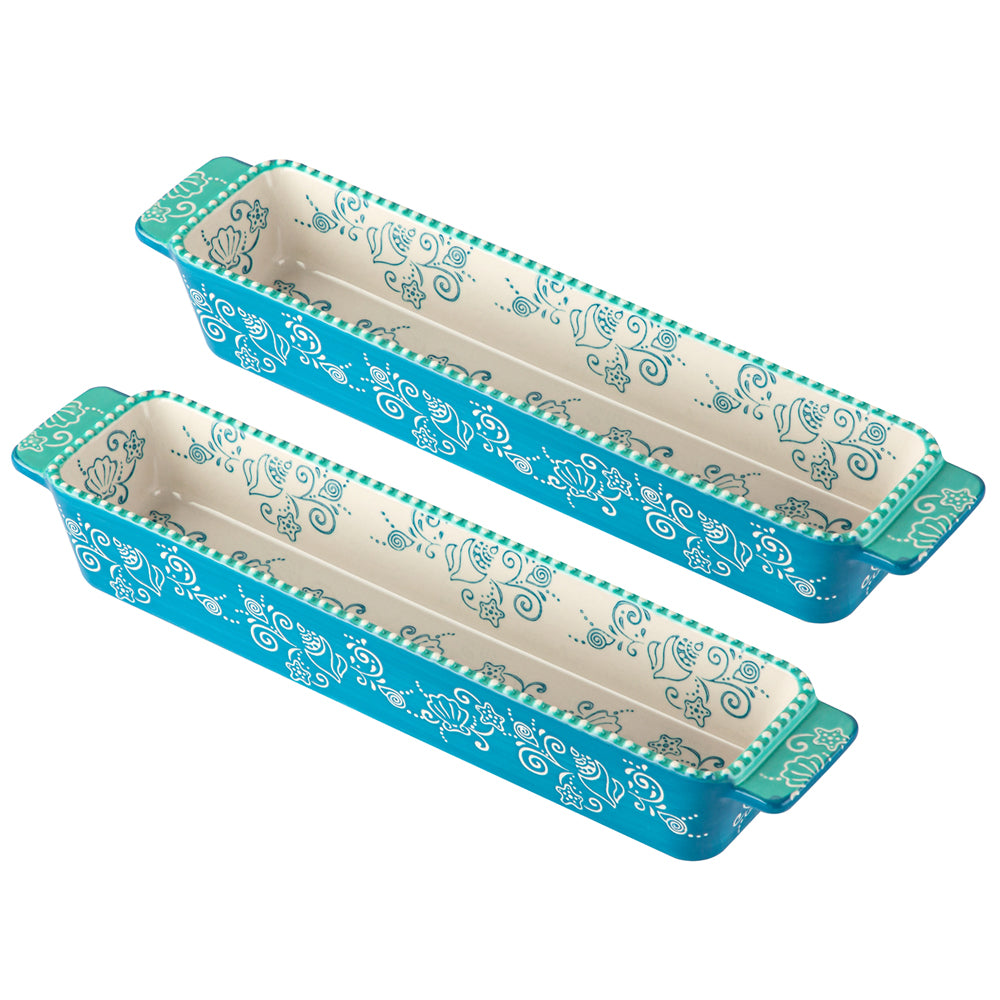 Temp-tations Set of 2 Cracker Trays-Floral Lace Summer