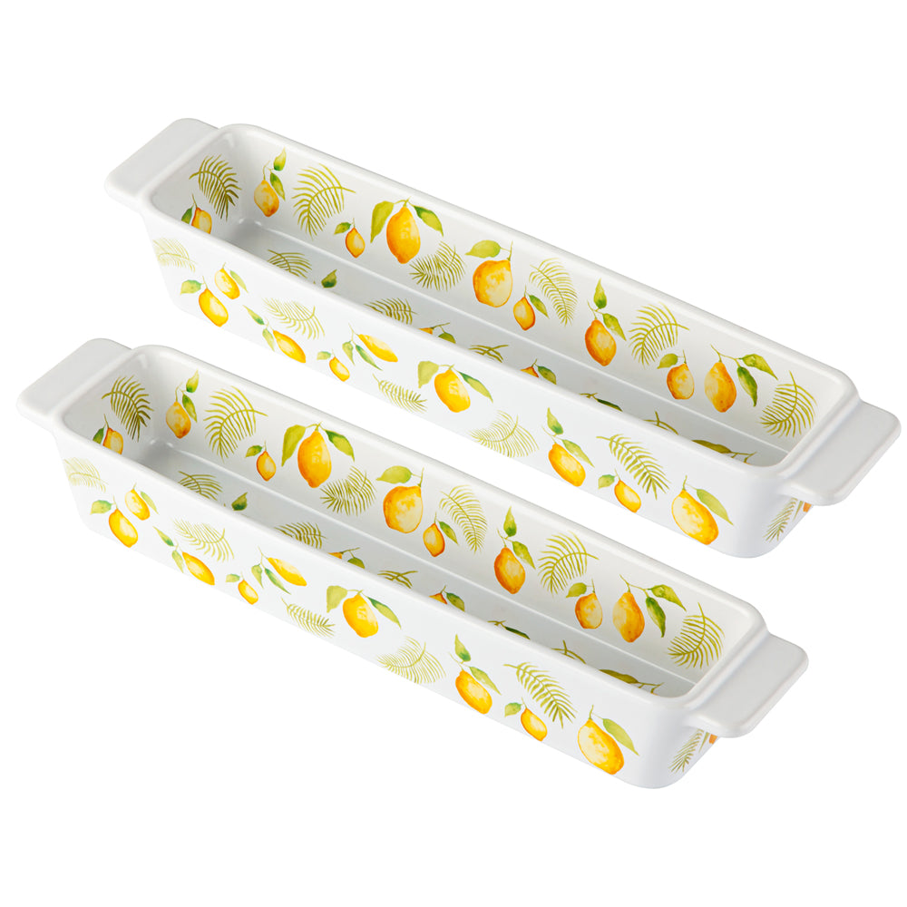 Temp-tations Set of 2 Cracker Trays-Lemons & Palm
