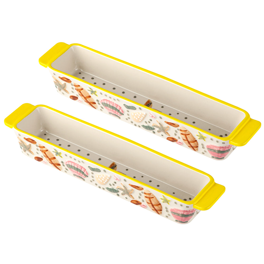 Temp-tations Set of 2 Cracker Trays-Summer Shells