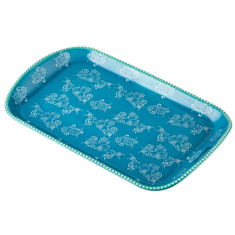 Temp-tations 16 inch Shallow Tray with Handle-Floral Lace Summer