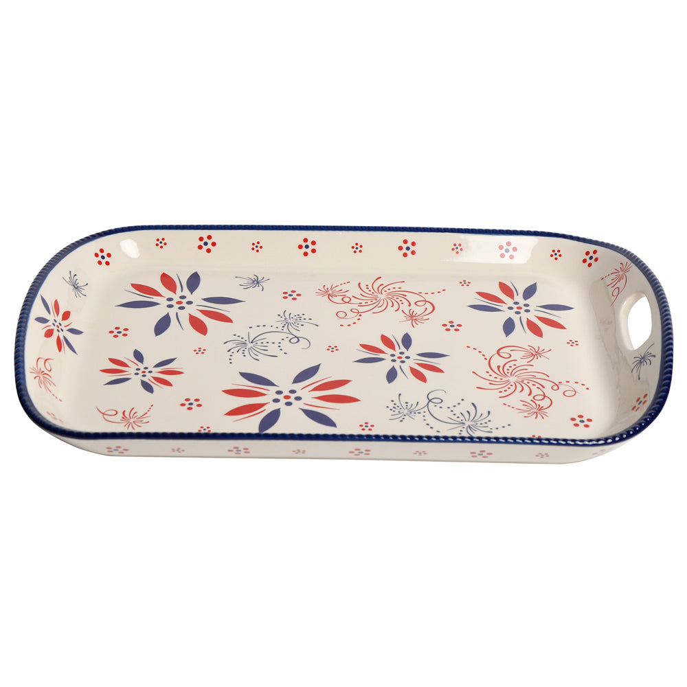 Temp-tations 16 inch Shallow Tray with Handle-Patriotic