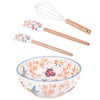 2 qt Bowl with Whisk & Spatulas-Garden