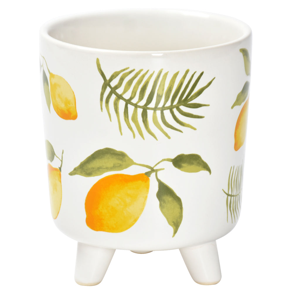 16oz Ceramic Flower Pot-Lemons & Palm