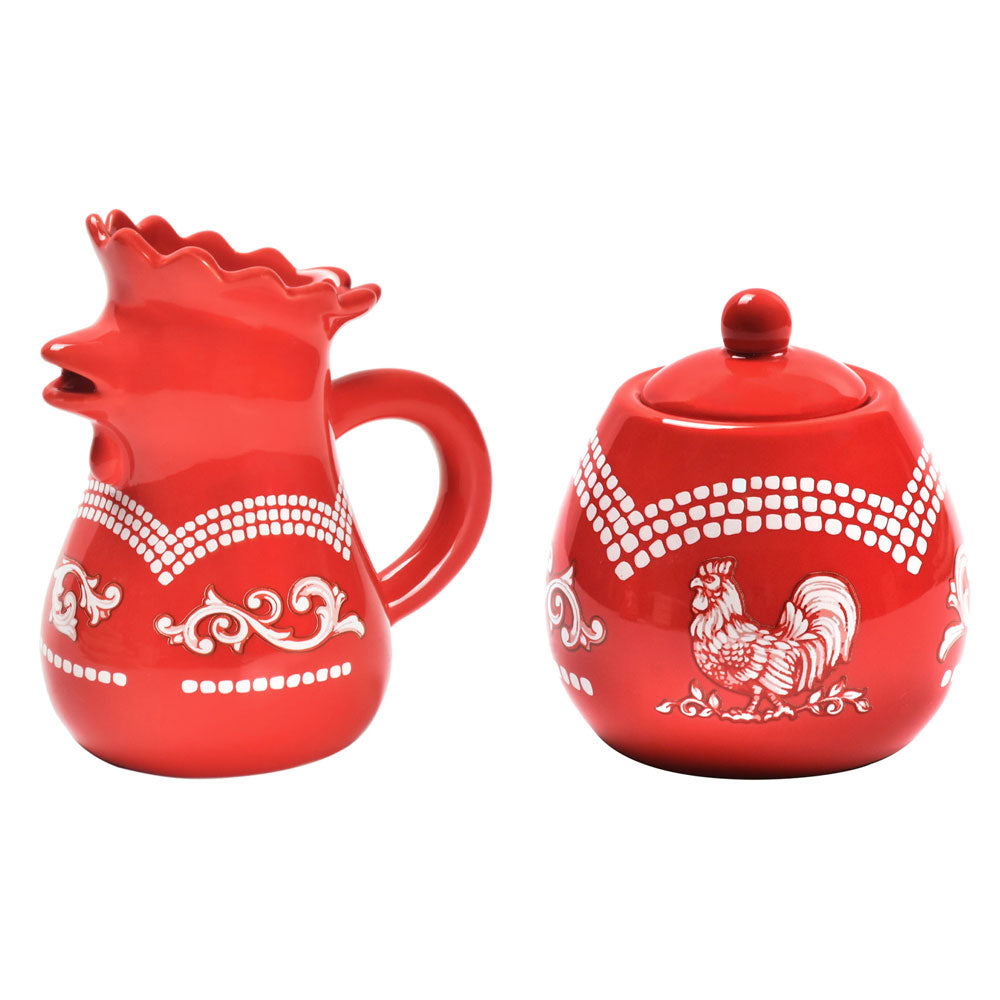 Temp-tations By Tara Rooster Set - Platter - Tea Pitcher shops - Creamer - Sugar