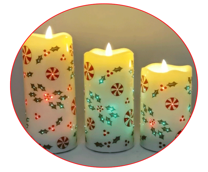 Fiberoptic Flameless Candles, Set of 3