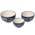 Nesting Prep Bowls, Set of 3-Floral Lace Blue