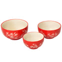 Nesting Prep Bowls, Set of 3-Floral Lace Red