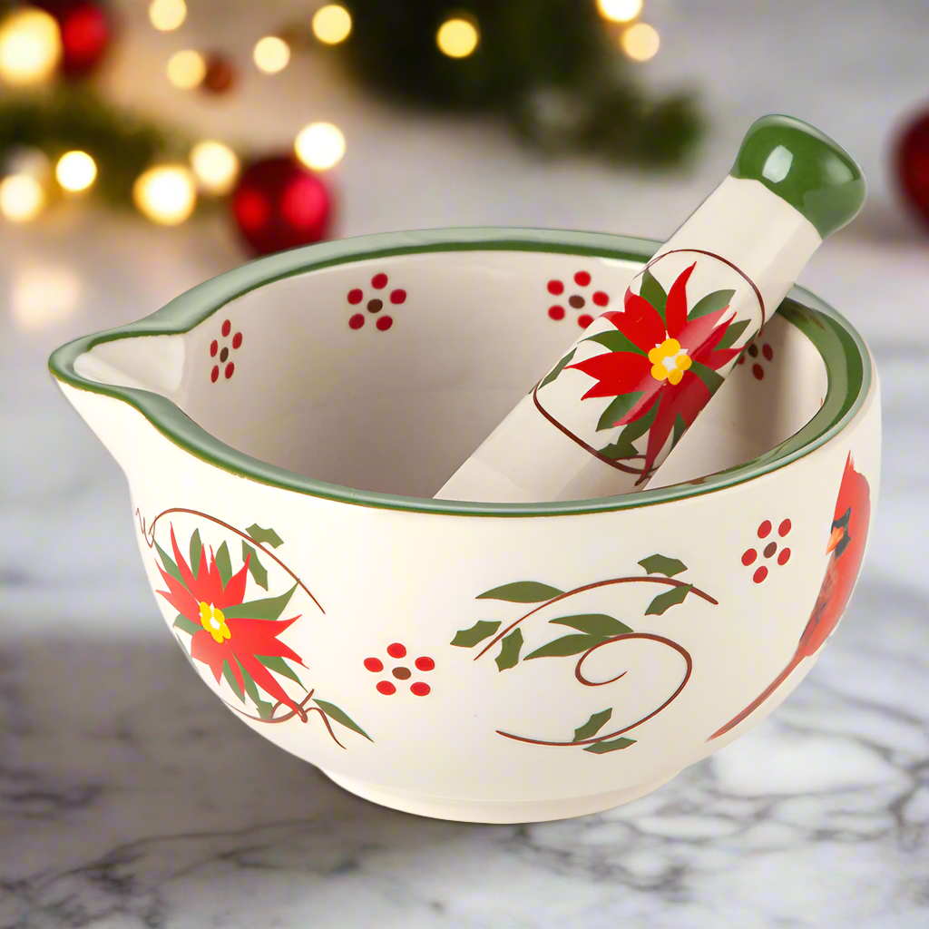 Temp-tations Poinsettia Mortar and Pestle Set