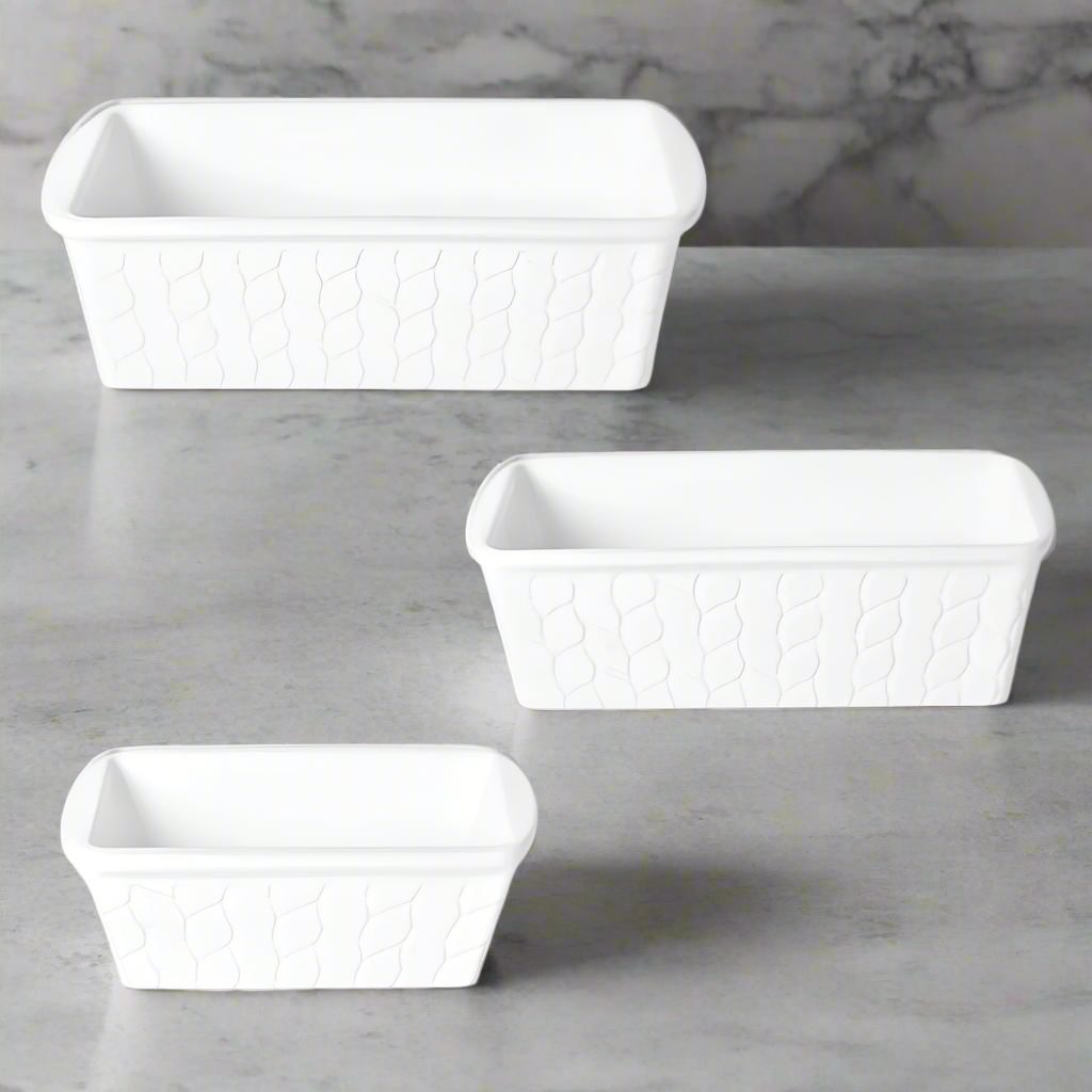 Temp-tations Carved Willow White 3-Piece Nested Loaf Pan Set