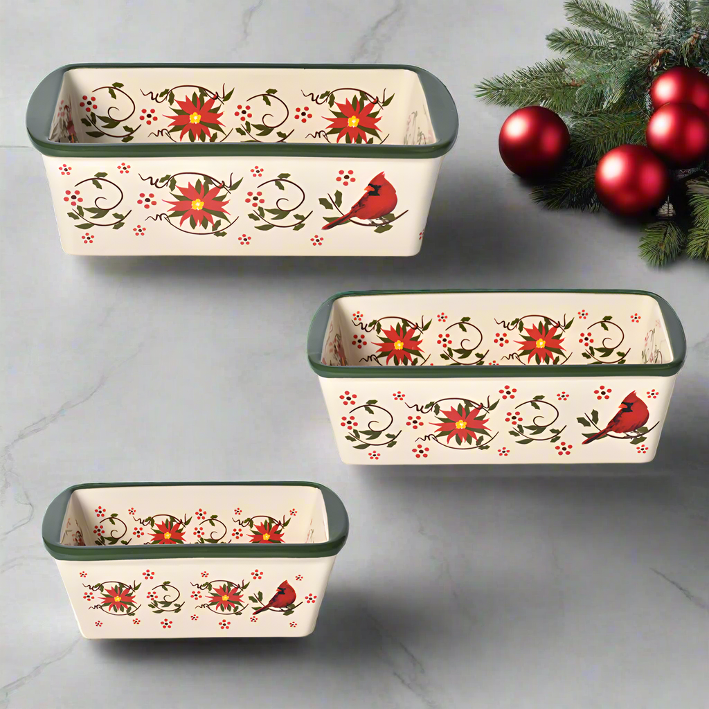 Temp-tations Poinsettia Nested Loaf Pan Set 