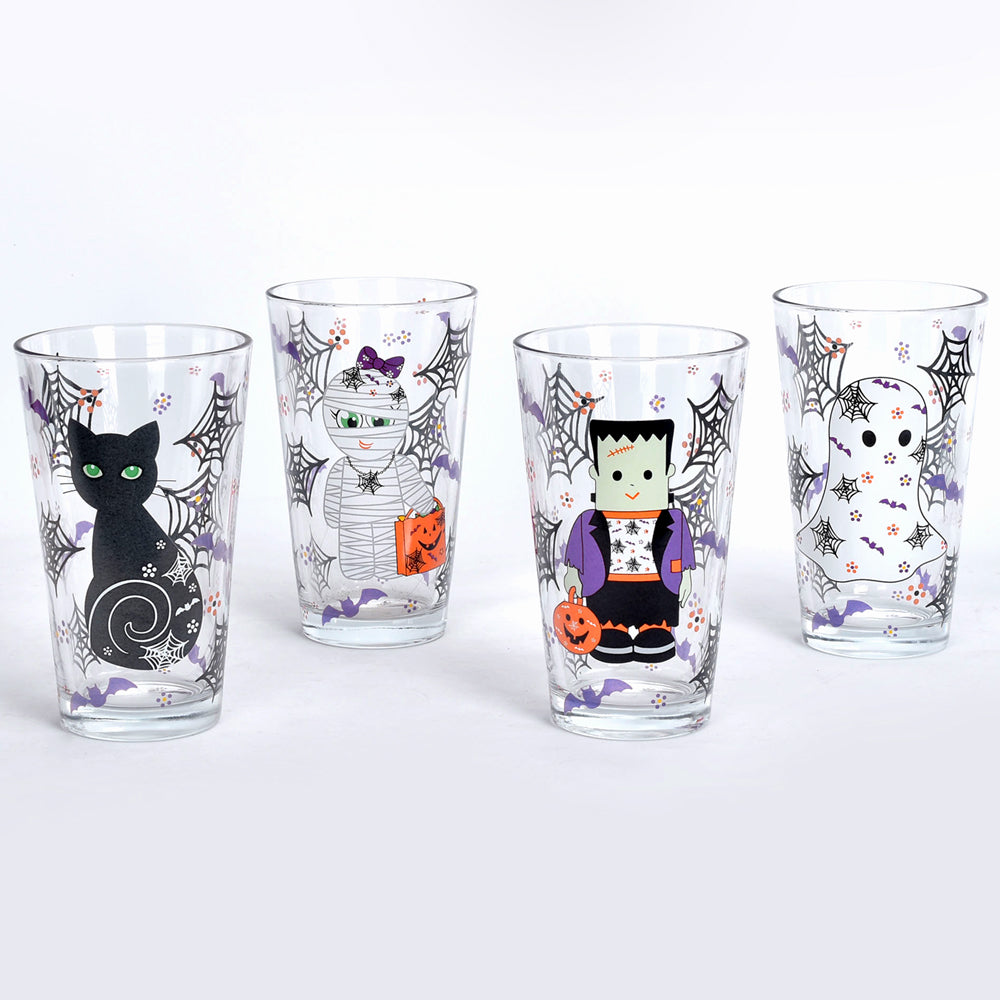 16 oz Glass Tumblers, Set of 4-Boofetti Friends
