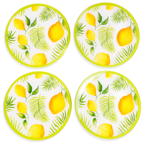 Lemons 8" Glass Dessert Plates, Set of 4