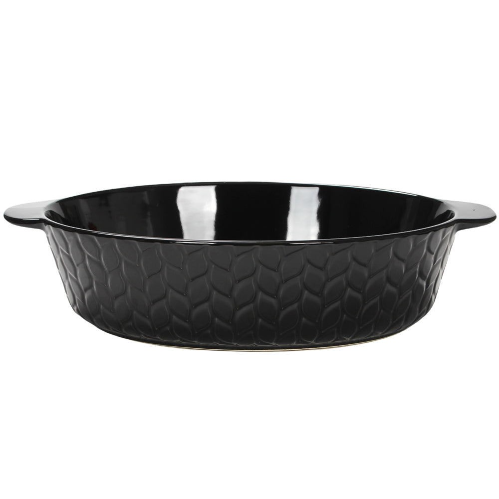 3-quart Oval Baking Dish-Carved Willow Black