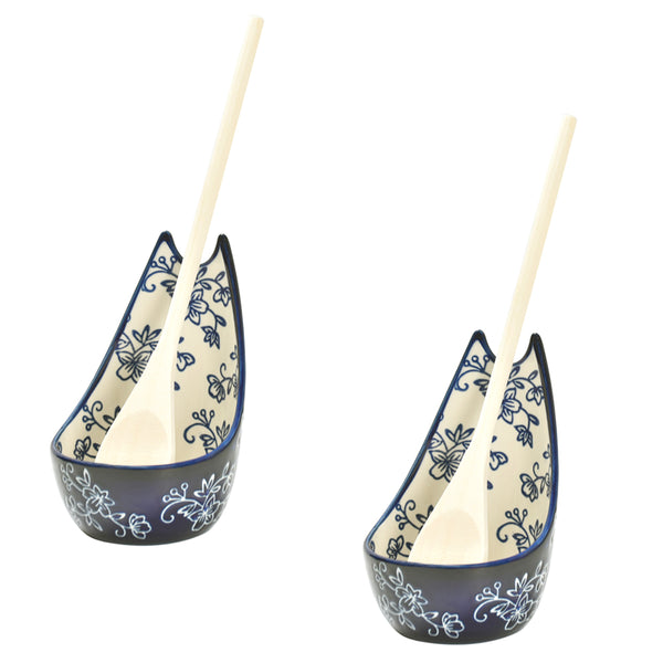 Standing Spoon Rests, Set of 2-Floral Lace Blue