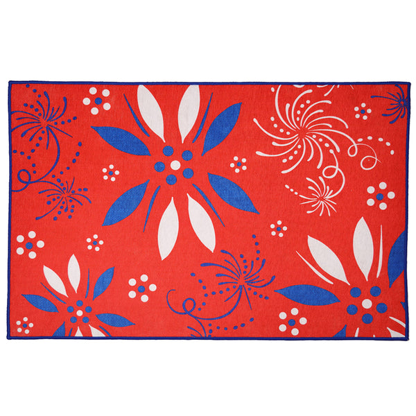 Floral design kitchen rug, non-slip and washable