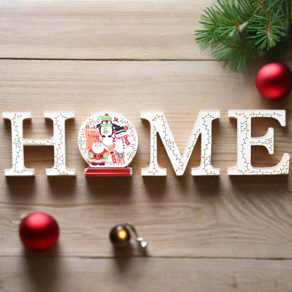 Holiday "HOME" Decorative Wooden Letters