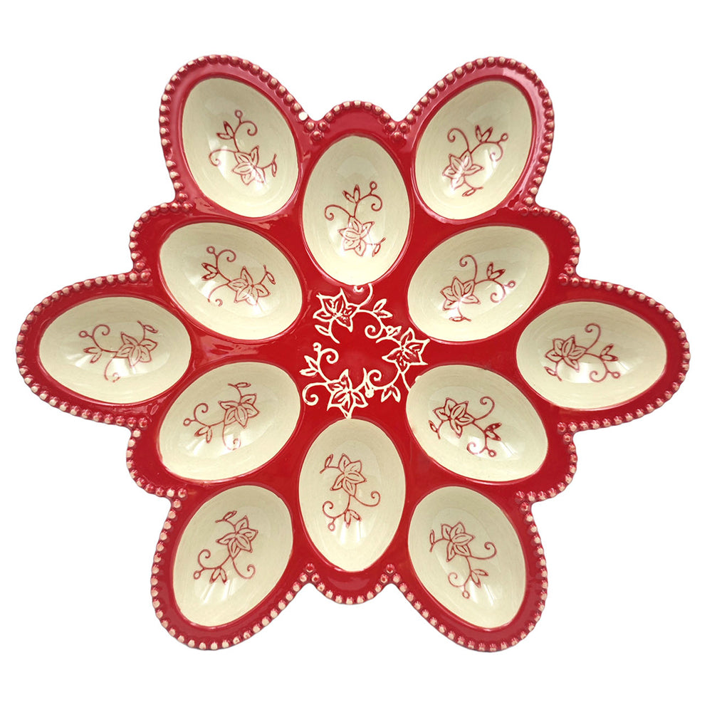 Snowflake Shaped Egg Tray-Floral Lace Red