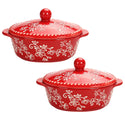 9 oz Baking Dishes with Lids, Set of 2-Floral Lace