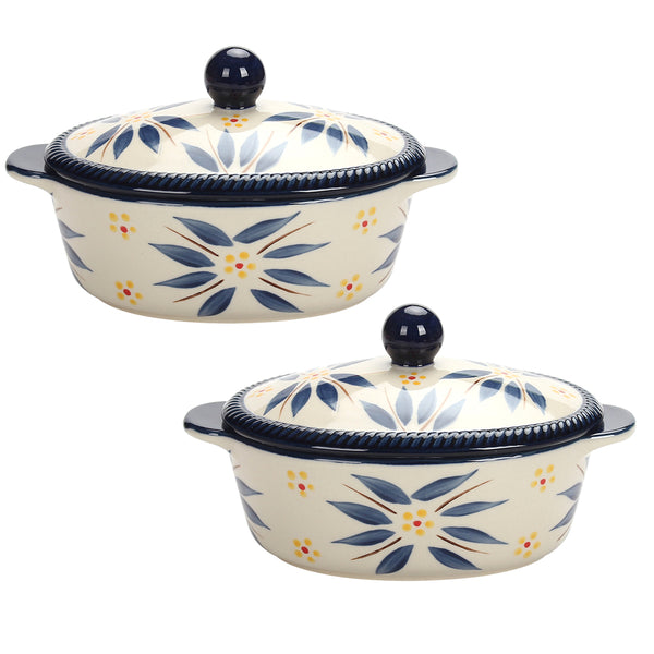 9 oz Baking Dishes with Lids, Set of 2-Old World Blue