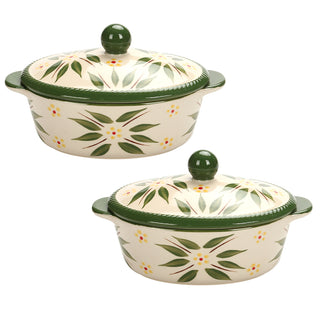 9 oz Baking Dishes with Lids, Set of 2-Old World Green