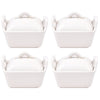 Set of 4 Ramekins with Dome Lids-Woodland White