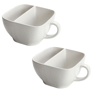 Divided Soup Mugs, Set of 2-Woodland White