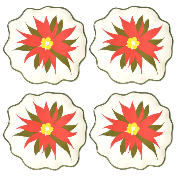 Figural Plates, Set of 4-Poinsettia