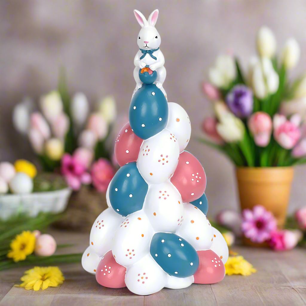 Egghunt Lit Spring Topiary Tabletop Tree with flowers