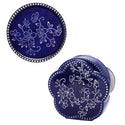 Set of 4 Coasters with Storage Base-Floral Lace Blue