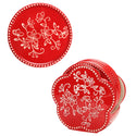 Set of 4 Coasters with Storage Base-Floral Lace Red