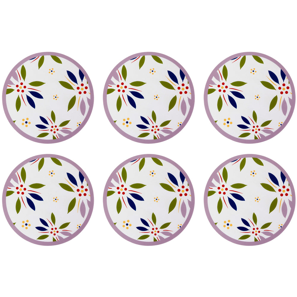 Round Washable Placemats, Set of 6-Old World Confetti