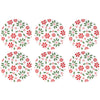 Round Washable Placemats, Set of 6-Holly Peppermint
