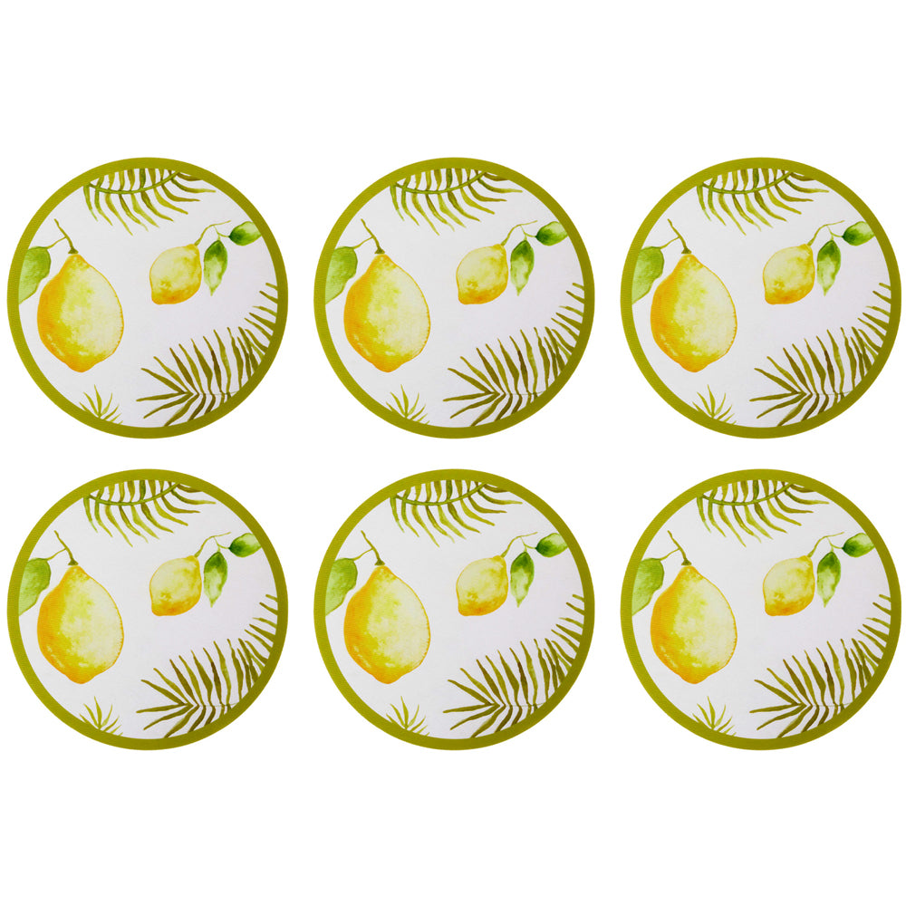 Buy lemons-palm Round Washable Placemats, Set of 6