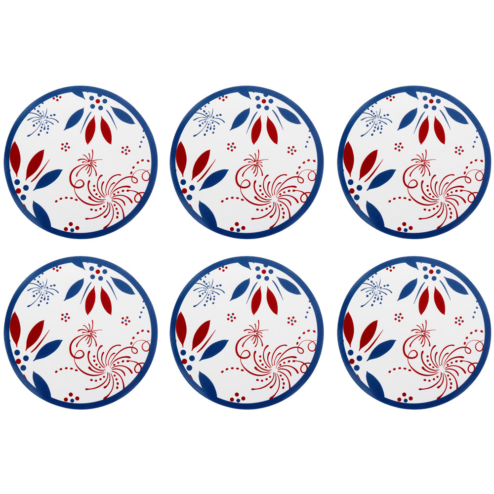 Round Washable Placemats, Set of 6-Patriotic