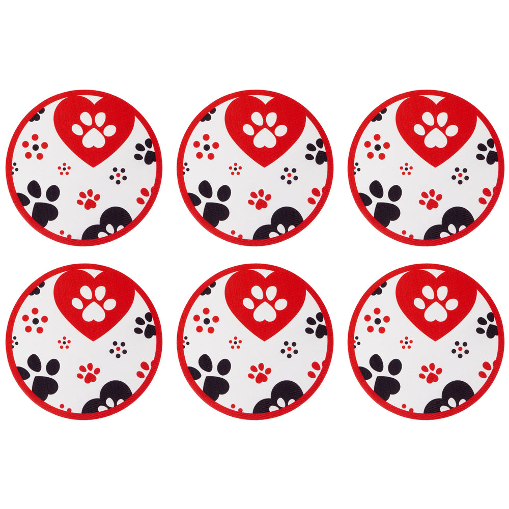 Round Washable Placemats, Set of 6-Pawfetti