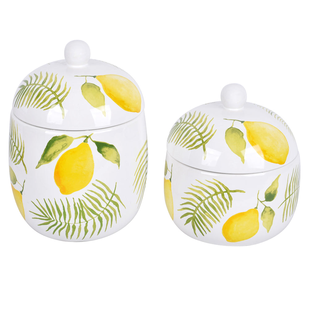 Countertop Storage Canisters, Set of 2-Lemons & Palm