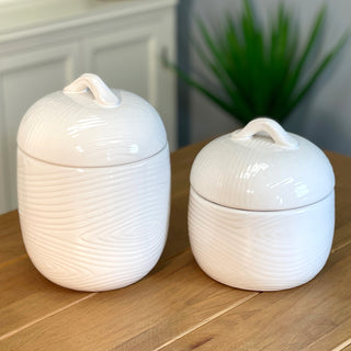 Countertop Storage Canisters, Set of 2-Woodland White