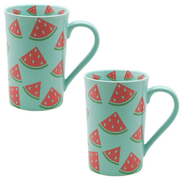 Summer Fun 16 oz Bistro Mugs, Set of 2-Watermelon