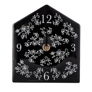 Desktop Clock-Floral Lace Black
