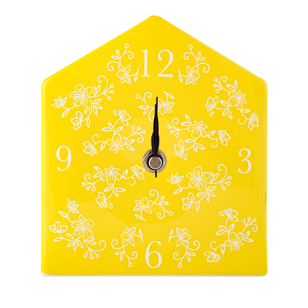 Desktop Clock-Floral Lace Yellow