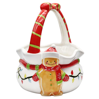 Holiday Figural Ceramic Basket-Gingerbread