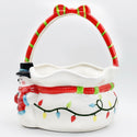 Holiday Figural Ceramic Basket-Snowman