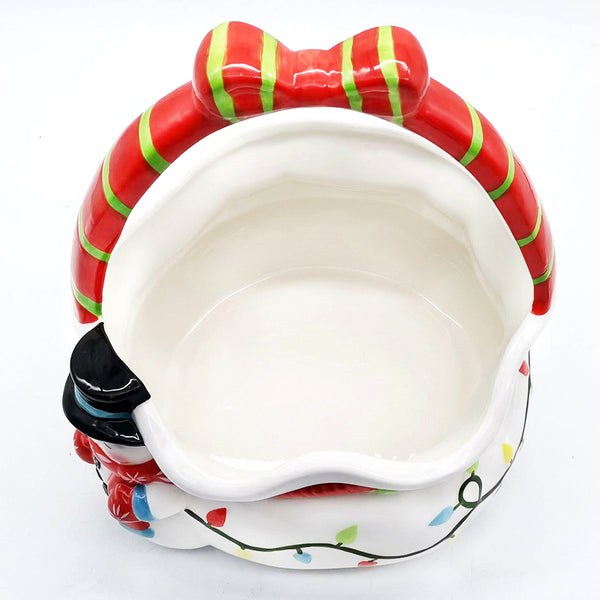 Holiday Figural Ceramic Basket-Snowman