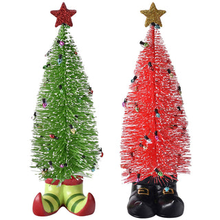 10" Footed Christmas Trees, Set of 2