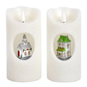 Seasonal Set of 2 Flameless Candles with Scene-Village