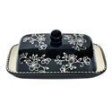 Extra Wide Butter Dish-Floral Lace Black
