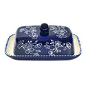Extra Wide Butter Dish-Floral Lace Blue