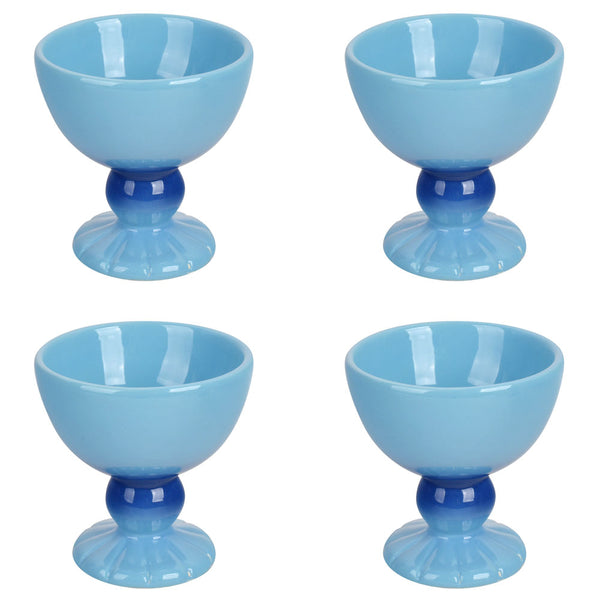 Ombre Stoneware Pedestal Cups, Set of 4-Blue