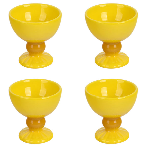 Ombre Stoneware Pedestal Cups, Set of 4-Yellow